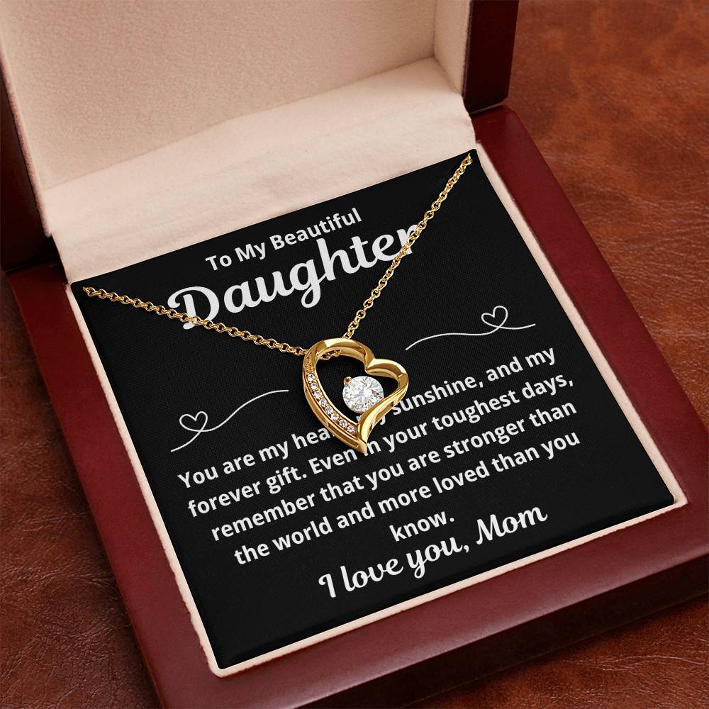 To Daughter From Mom " You Are My Heart.." Forever Love Necklace
