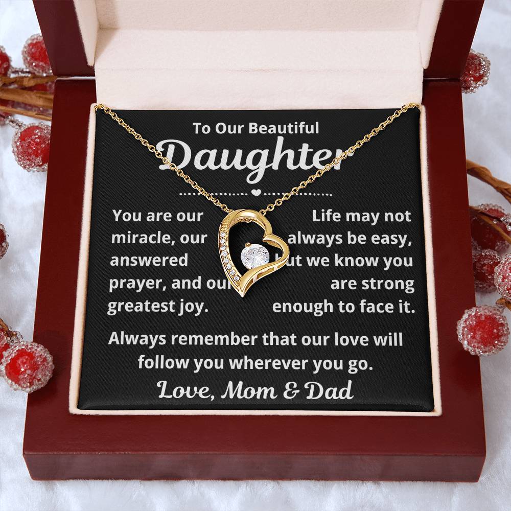 To Our Daughter "You Are Our Miracle.." Forever Love Necklace