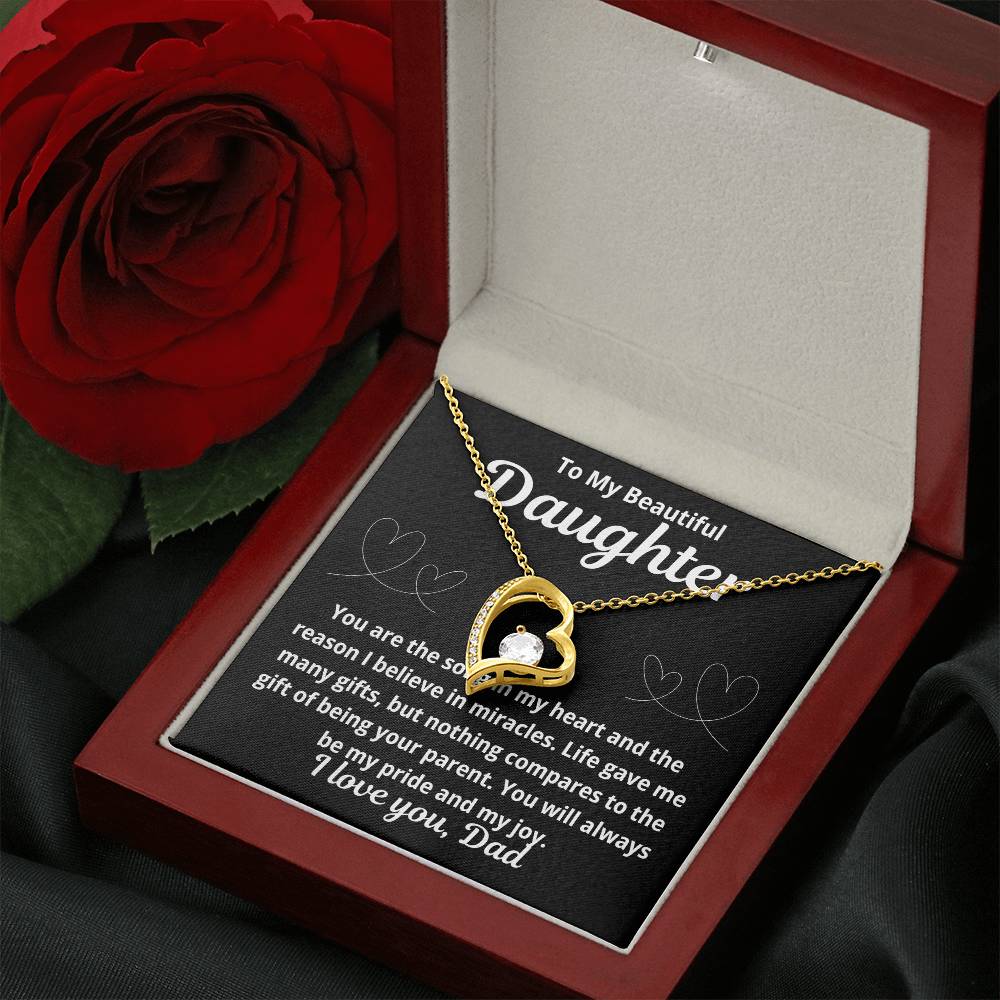 To Daughter From Dad "You Are The Song in My Heart.." Forever Love Necklace