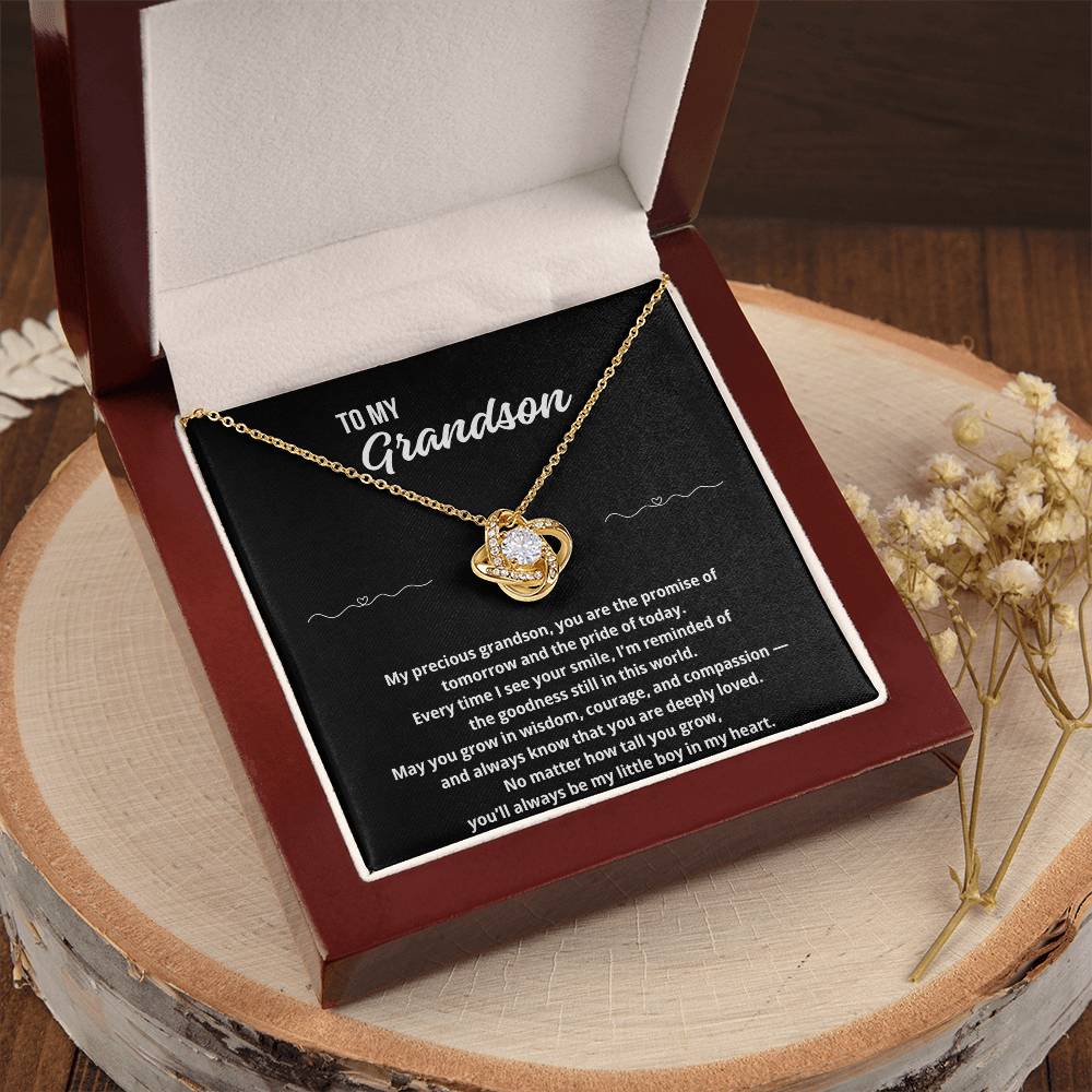 To My Grandson "You Are The Promise of Tomorrow.." Love Knot Necklace