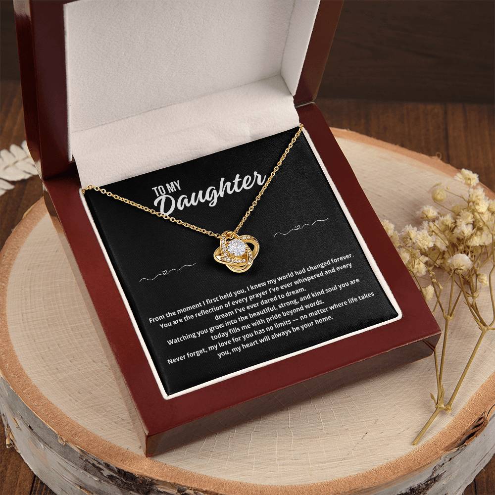 To My Daughter Love Knot Necklace | “From the Moment I First Held You”