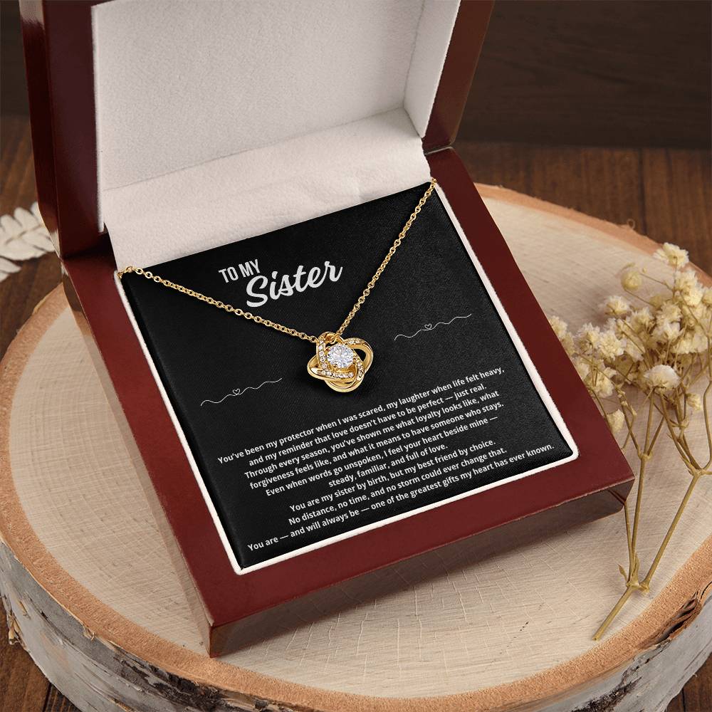 To My Sister Love Knot Necklace | “You’ve Been My Protector”