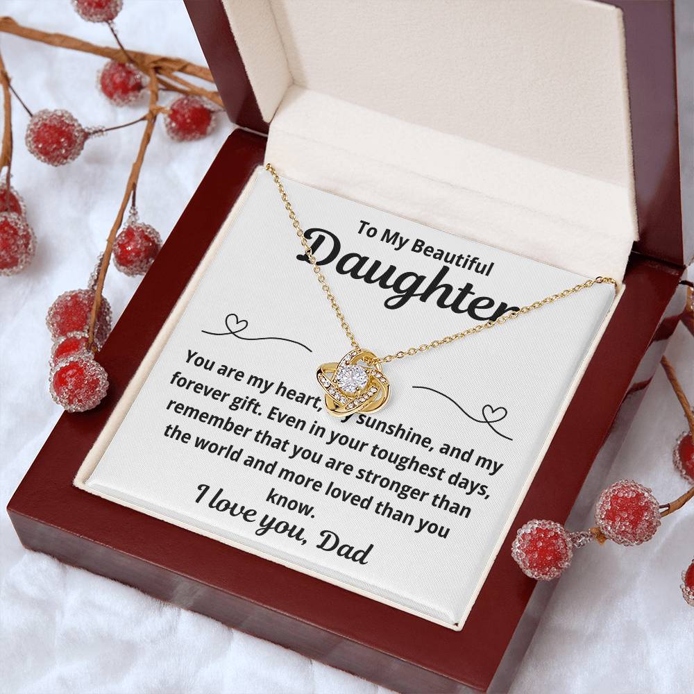 To Daughter from Dad "You Are My Heart.." Love Knot Necklace