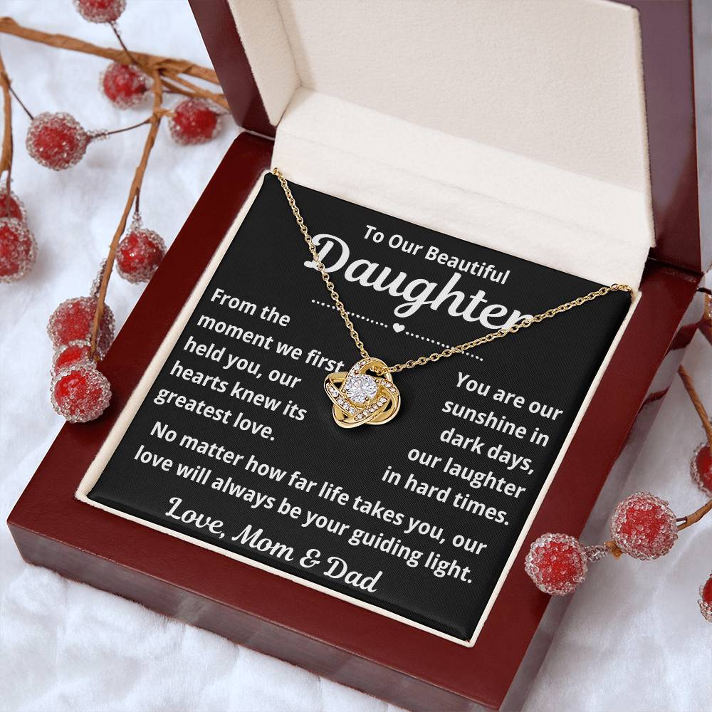 To Daughter from Parents "From The Moment We First Held You.." Love Knot Necklace