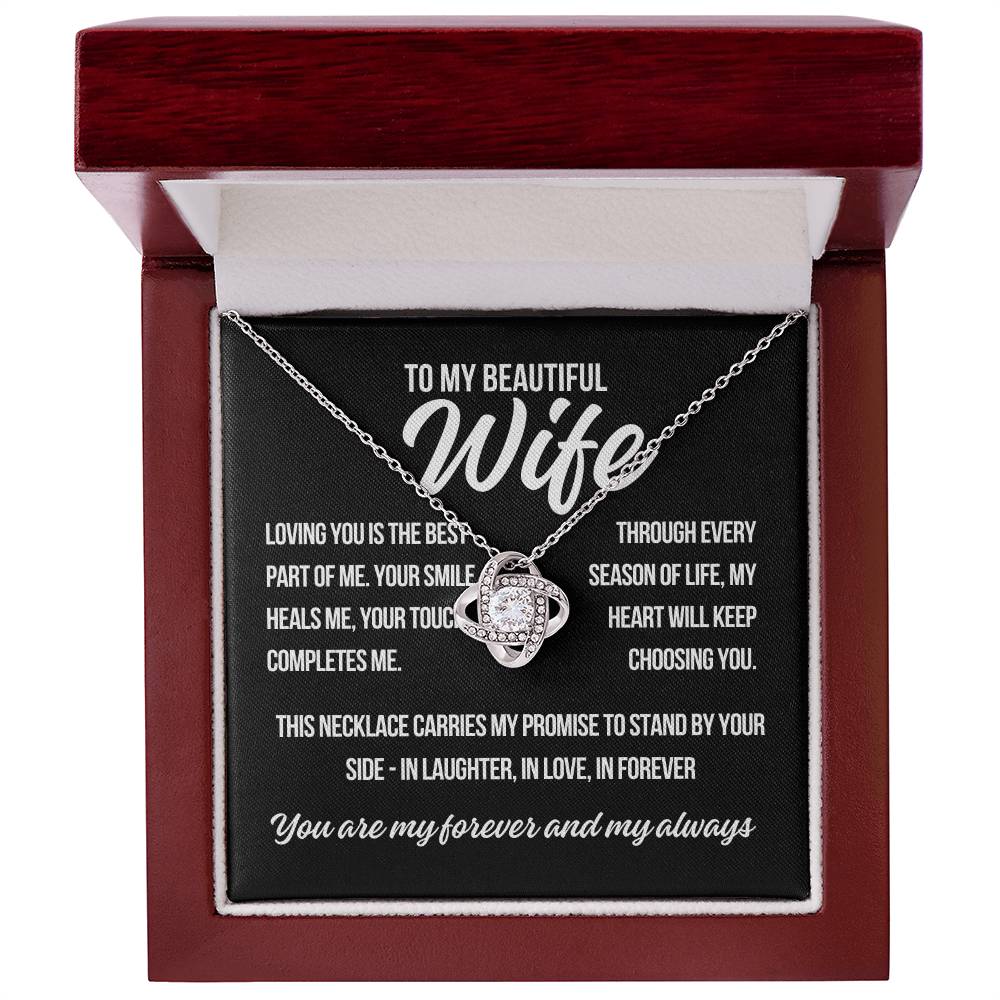 To My Wife "Loving You is The Best.." Love Knot Necklace