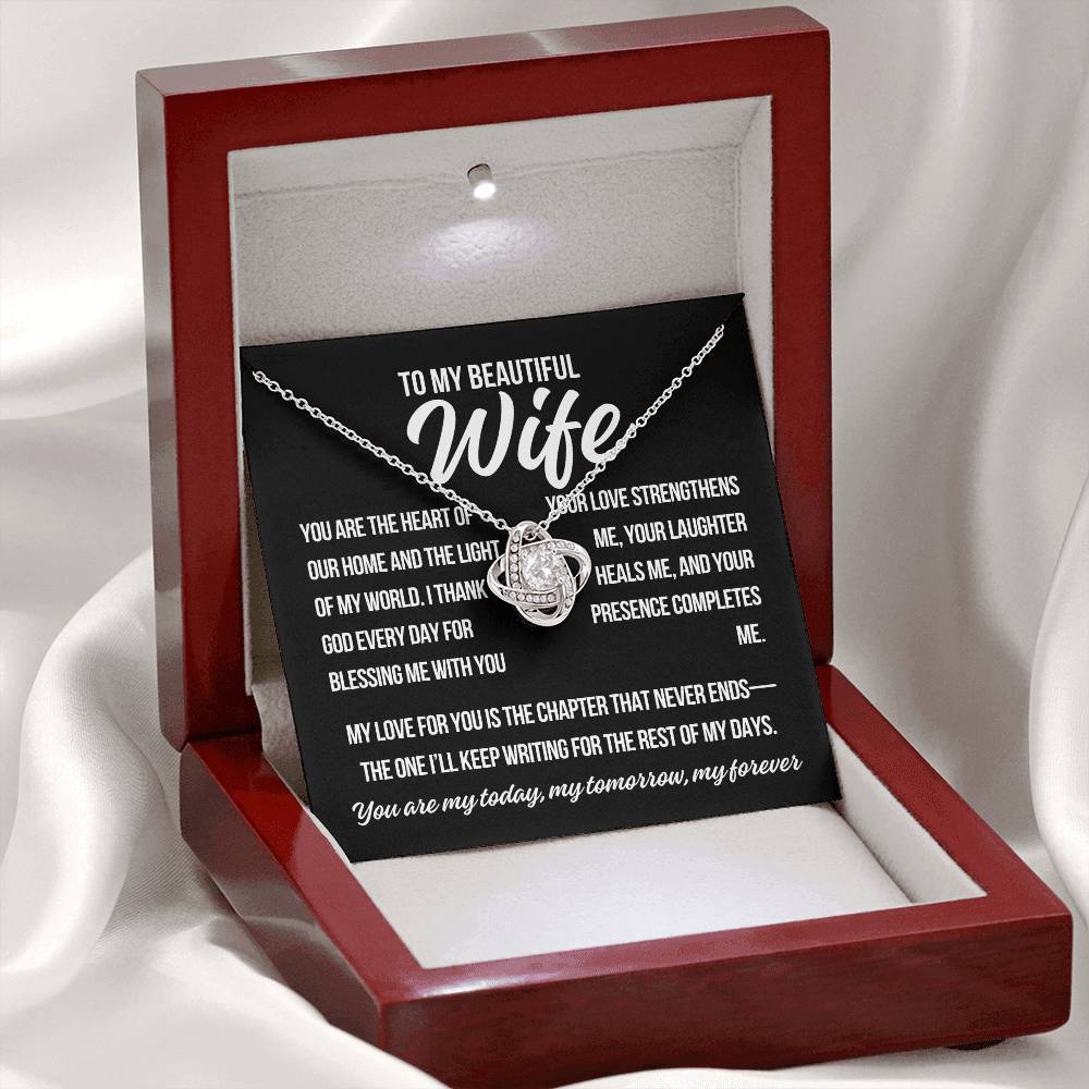 To My Wife "You Are The Heart.." Love Knot Necklace