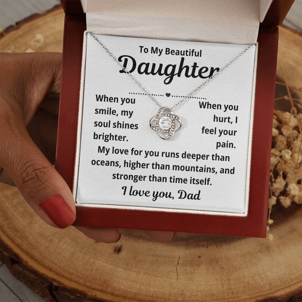 To Daughter from Dad "When You Smile.." Love Knot Necklace