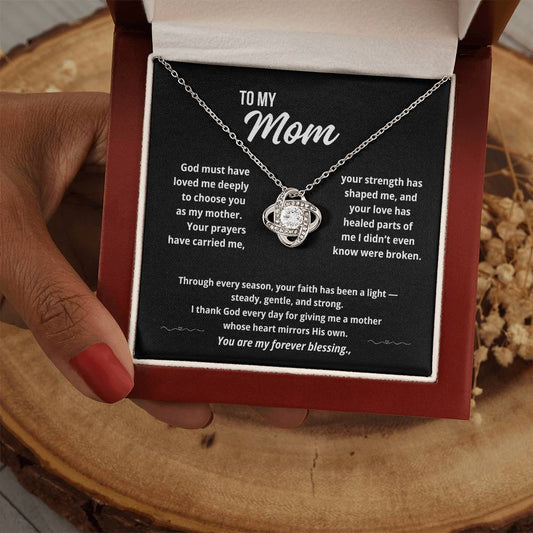 To My Mom "Your Prayers Have Carried Me.." Love Knot Necklace