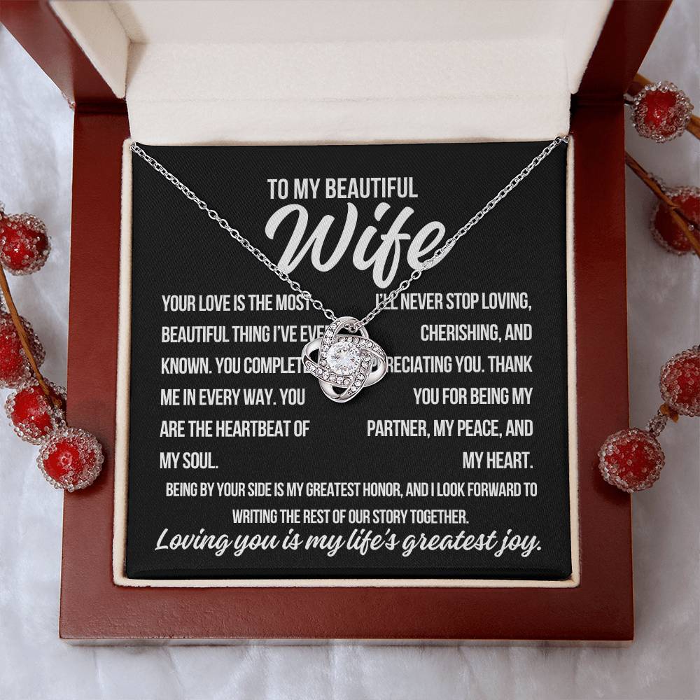 To My Wife "Your Love Is.." Love Knot Necklace