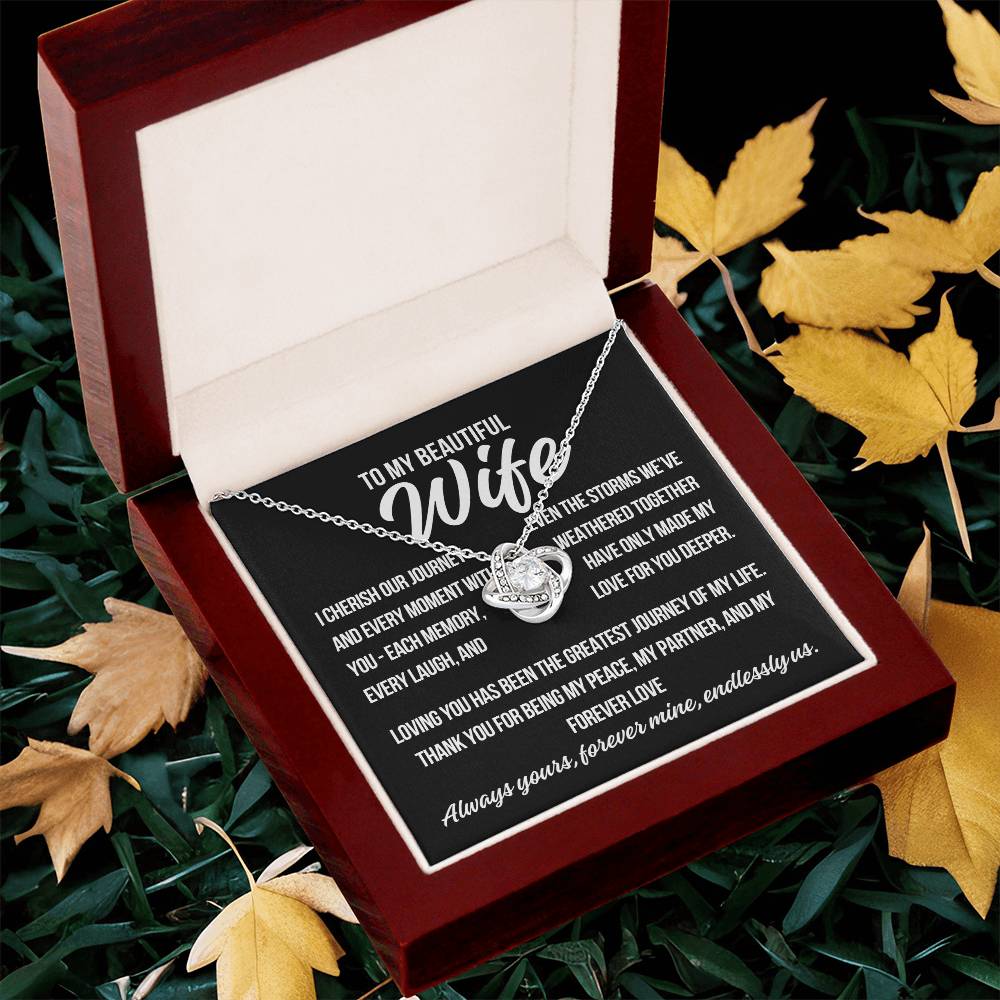 To My Wife "I Cherish Our Journey.." Love Knot Necklace