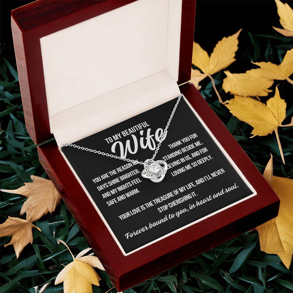 To My Wife "You Are The Reason.." Love Knot Necklace