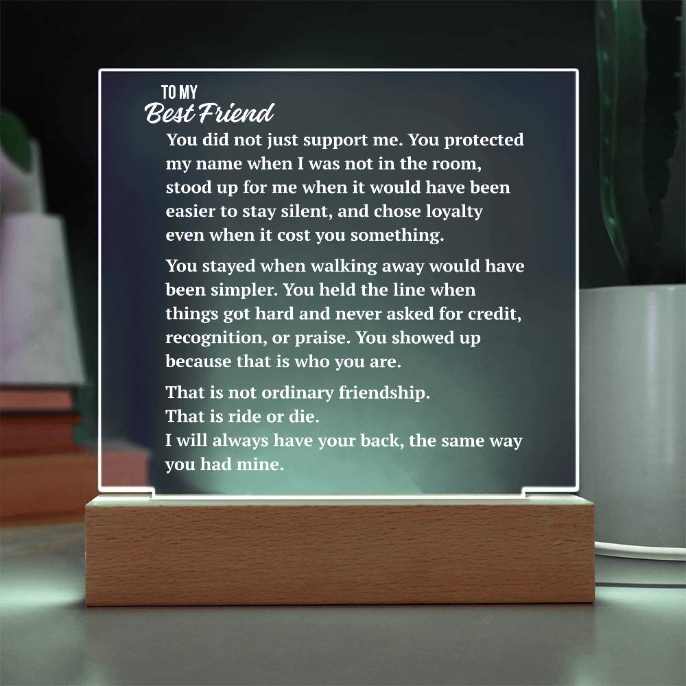 Square Acrylic Plaque | Best Friend Ride or Die Gift