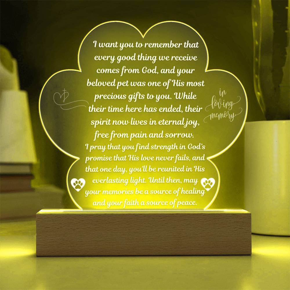 Pet Memorial "I Want You to Remember.." Acrylic Plaque