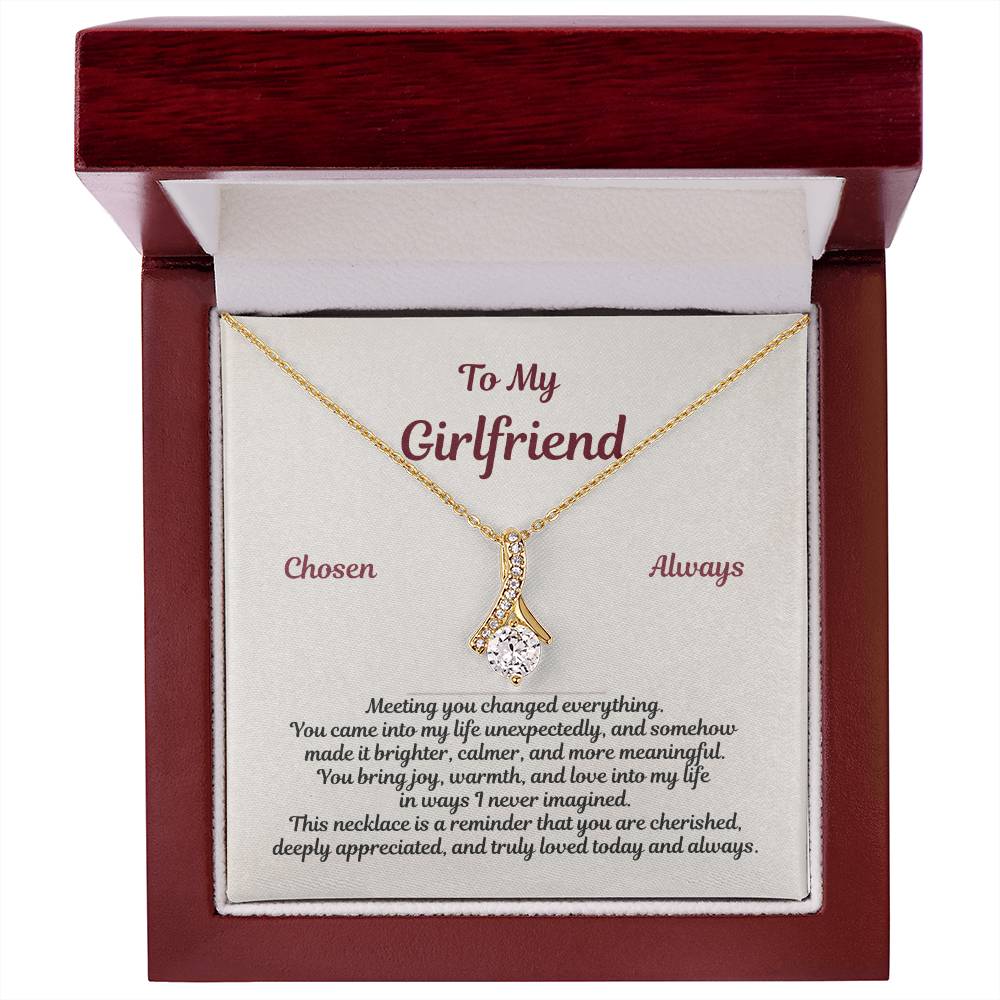 To My Girlfriend Alluring Beauty Necklace in yellow gold presented in LED gift box