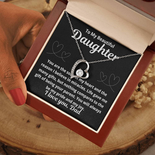 To Daughter From Dad "You Are The Song in My Heart.." Forever Love Necklace