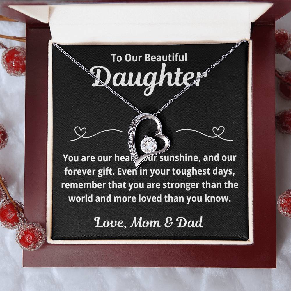 To Daughter from Parents "You Are Our Heart.." Forever Love Necklace