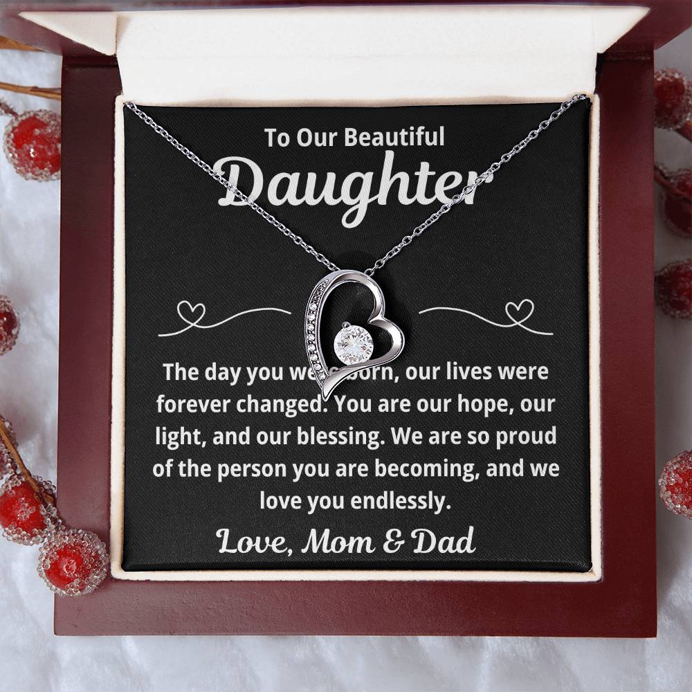 To Our Daughter "The Day You Were Born.." Forever Love Necklace
