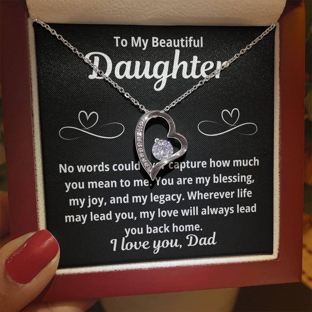 To Daughter From Dad "No Words Could Ever Capture.." Forever Love Necklace