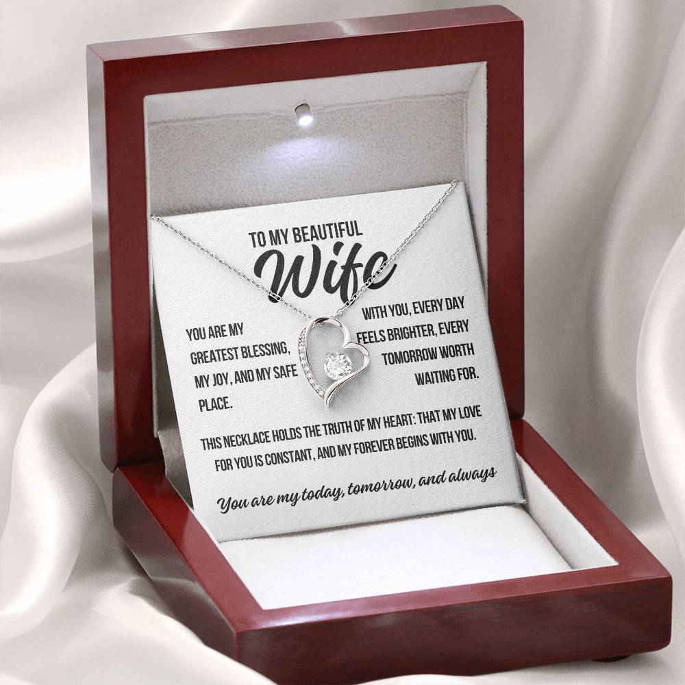To My Beautiful Wife. "Your Are My Greatest Blessing.."  Forever Love Necklace