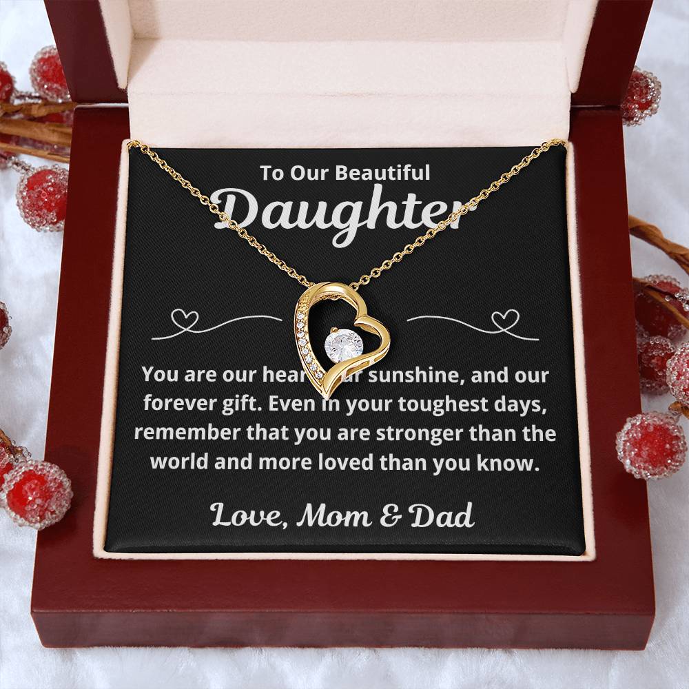To Daughter from Parents "You Are Our Heart.." Forever Love Necklace