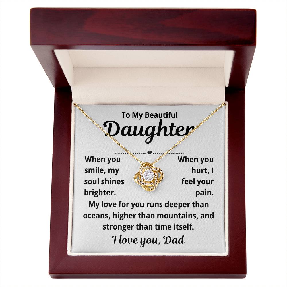 To Daughter from Dad "When You Smile.." Love Knot Necklace
