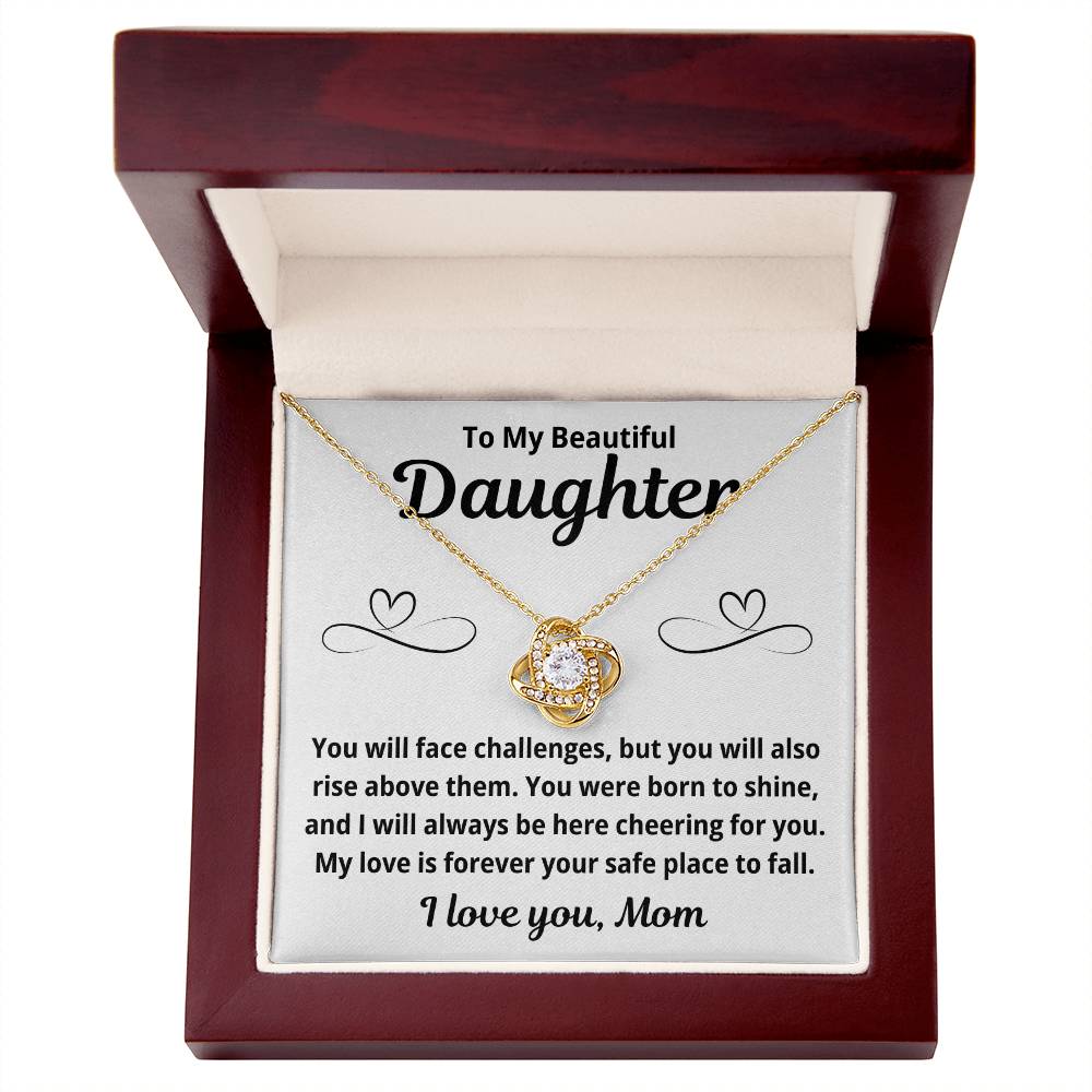 To Daughter from Mom "You Will Face Challenges.." Love Knot Necklace