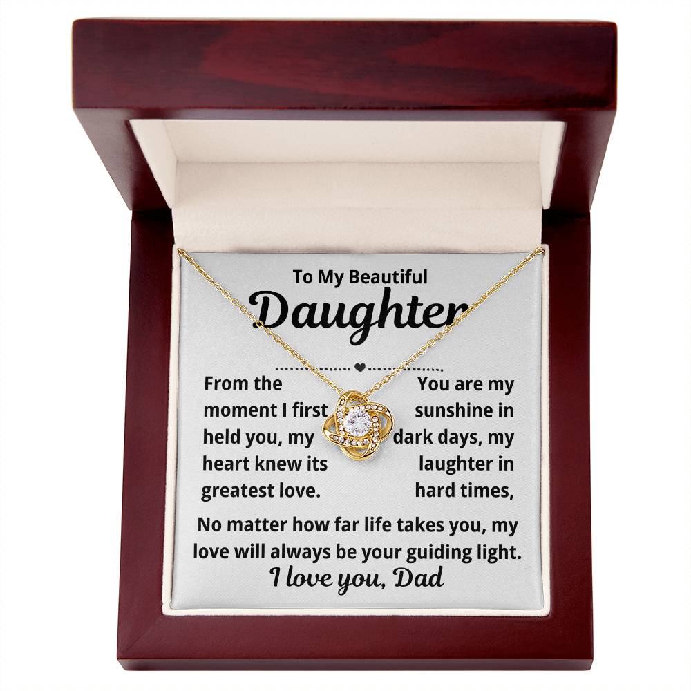 To Daughter from Dad "From The Moment I First Held You.." Love Knot Necklace