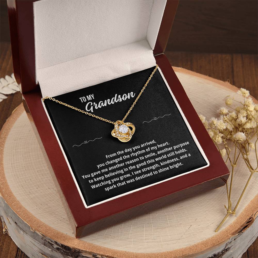 To My Grandson "From the Day You Arrived.." Love Knot Necklace