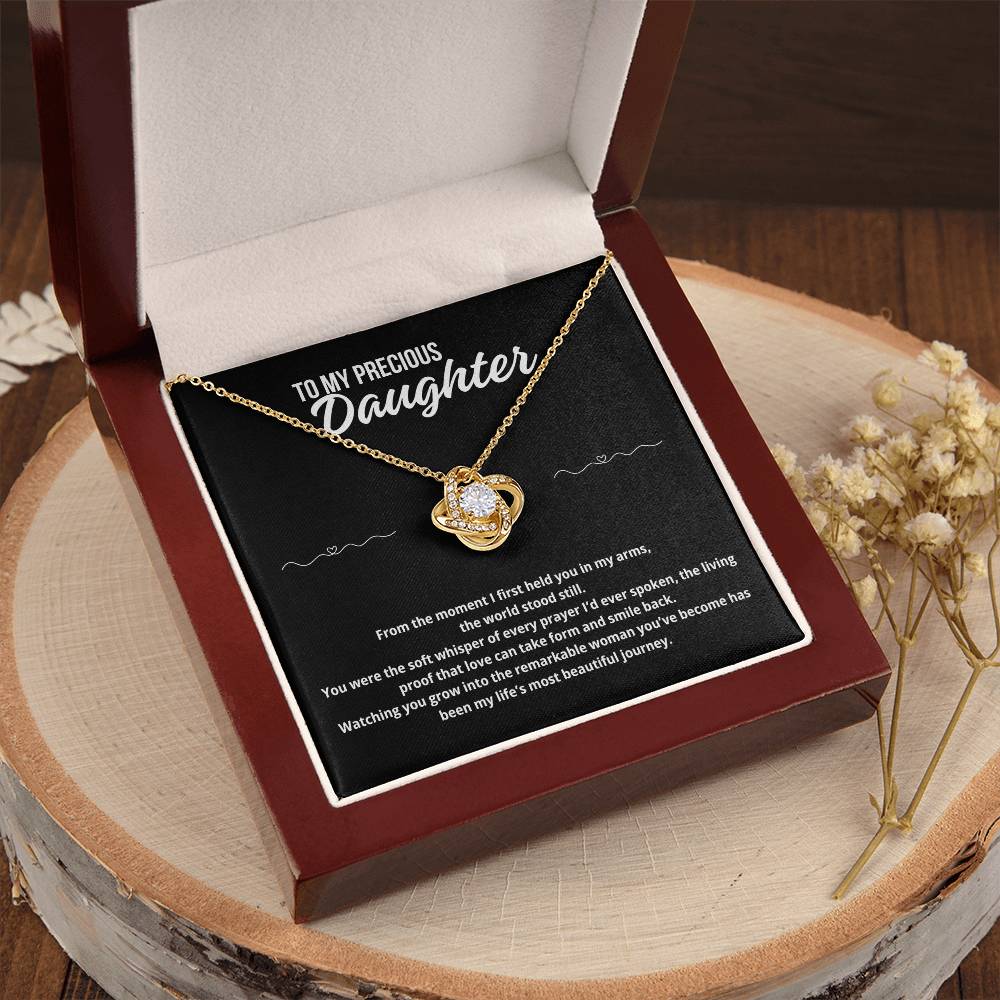 To My Daughter "From the Moment I First Held You.." Love Knot Necklace