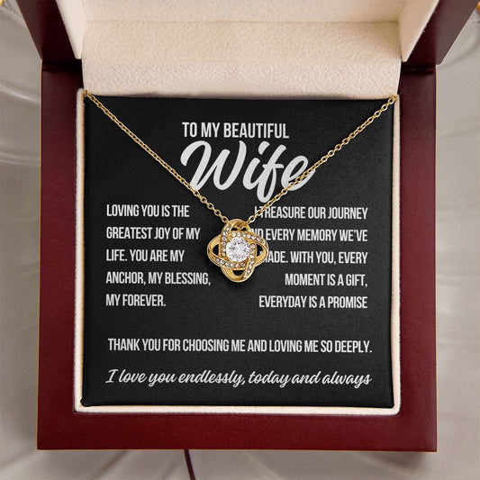To My Wife "Loving You Is.." Love Knot Necklace