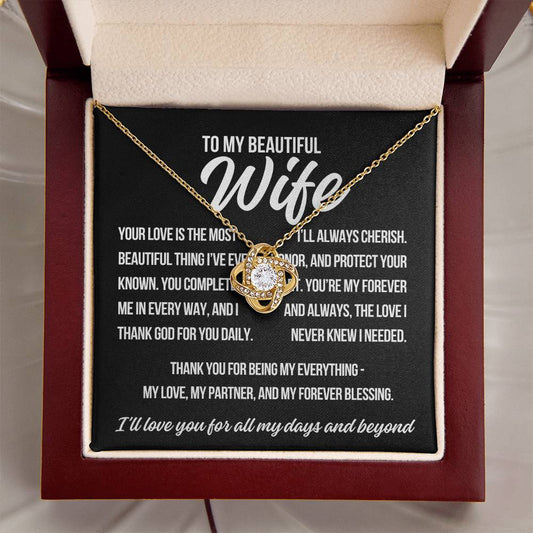 To My Wife "Your Love Is.."  Love Knot Necklace (2)