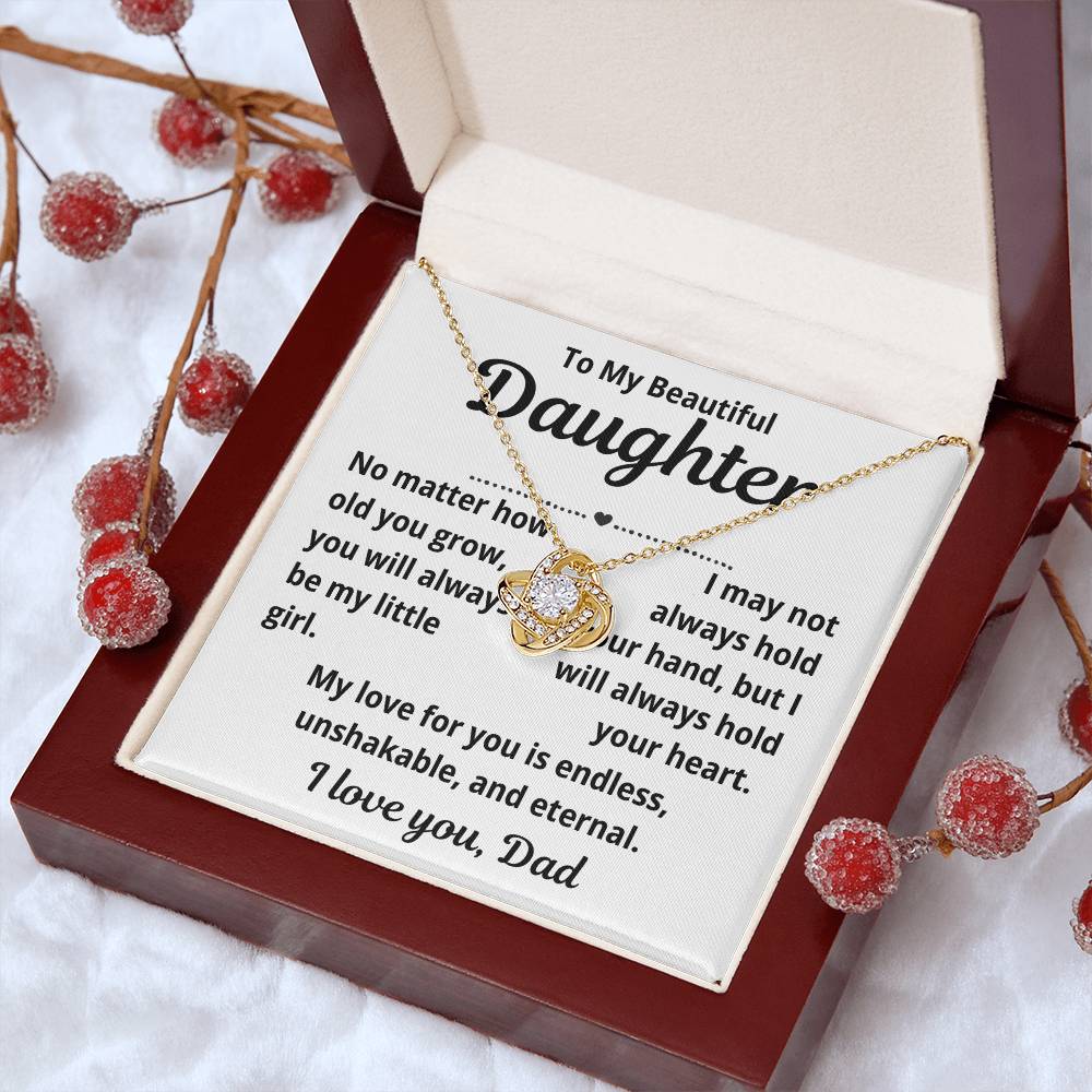 To Daughter from Dad "No Matter How Old You Grow.." Love Knot Necklace