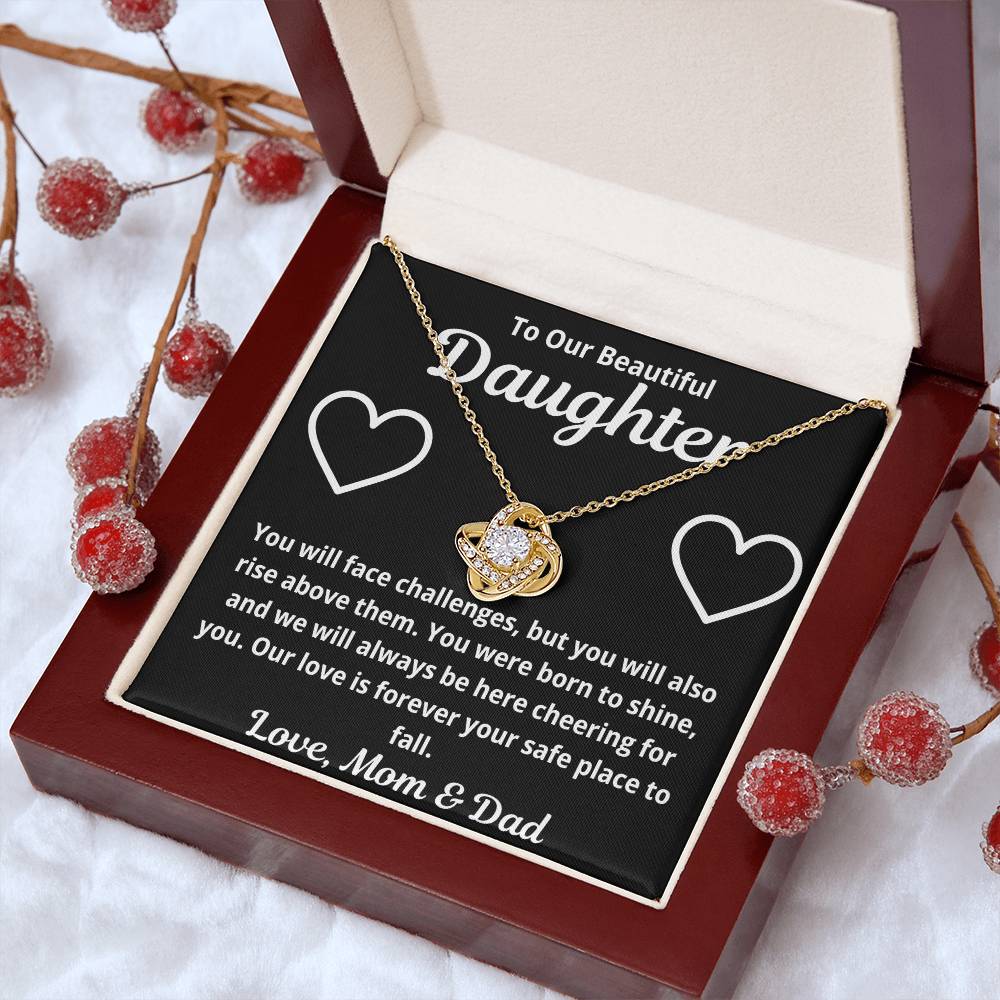 To Daughter from Parents "You Will Face Challenges.." Love Knot Necklace