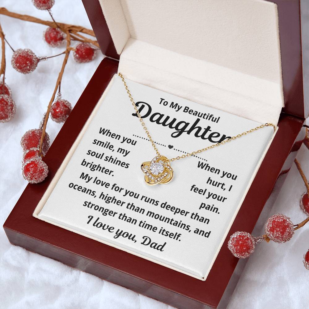 To Daughter from Dad "When You Smile.." Love Knot Necklace