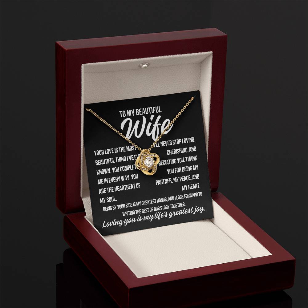 To My Wife "Your Love Is.." Love Knot Necklace