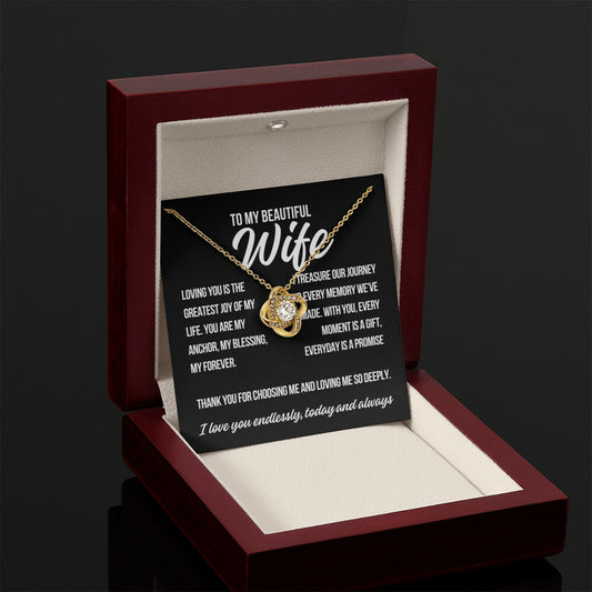To My Wife "Loving You Is.." Love Knot Necklace