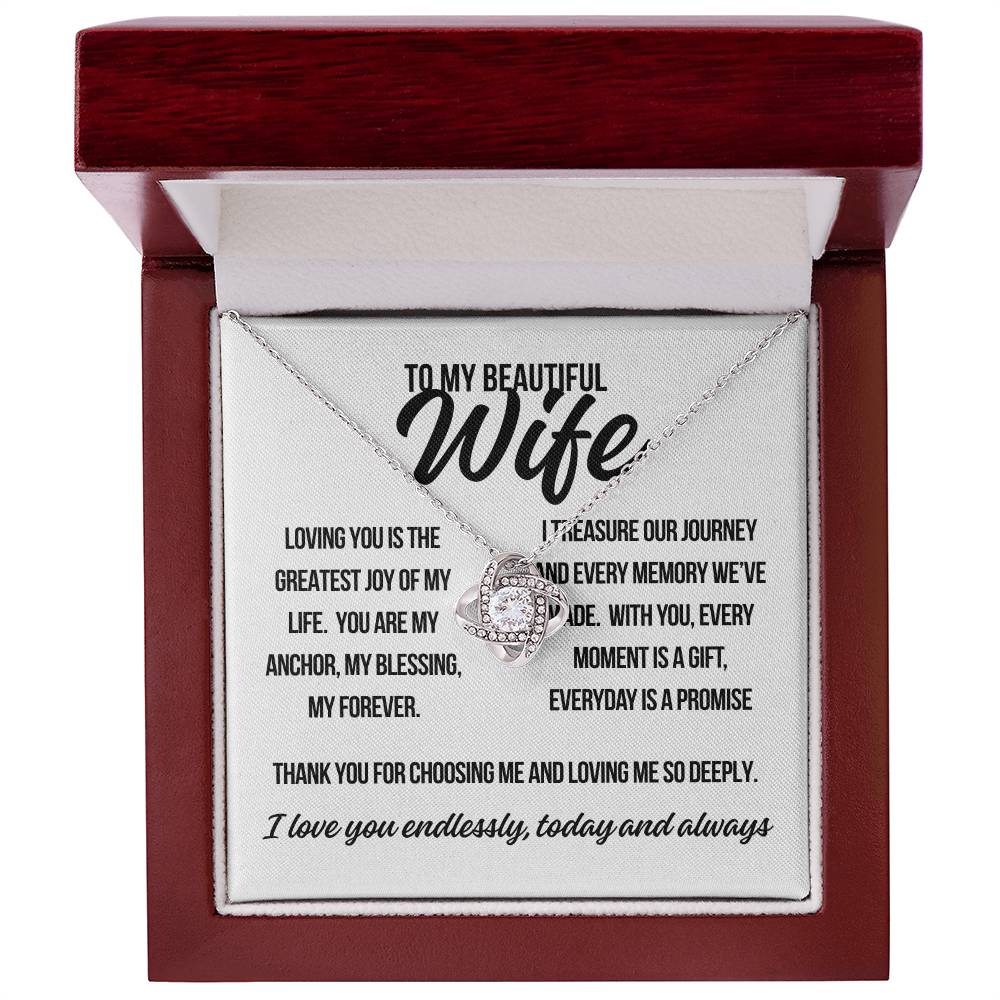 To My Beautiful Wife. "Loving You is the Greatest.."  Love Knot Necklace