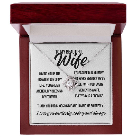 To My Beautiful Wife. "Loving You is the Greatest.."  Love Knot Necklace