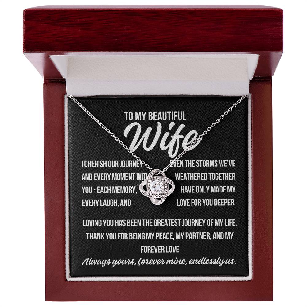 To My Wife "I Cherish Our Journey.." Love Knot Necklace
