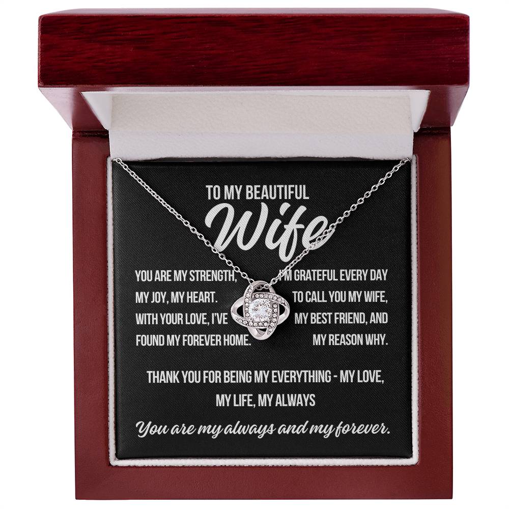 To My Wife "You Are My Strength.." Love Knot Necklace