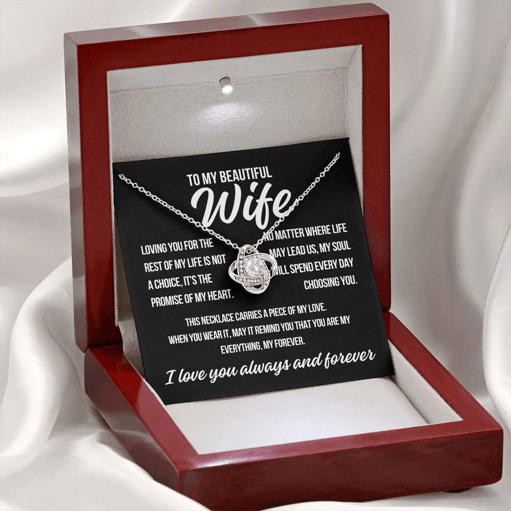 To My Wife "Loving You.. " Love Knot Necklace
