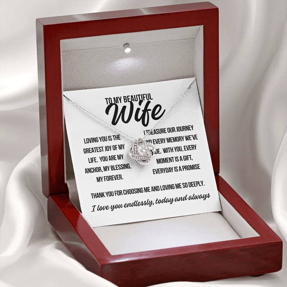 To My Beautiful Wife. "Loving You is the Greatest.."  Love Knot Necklace