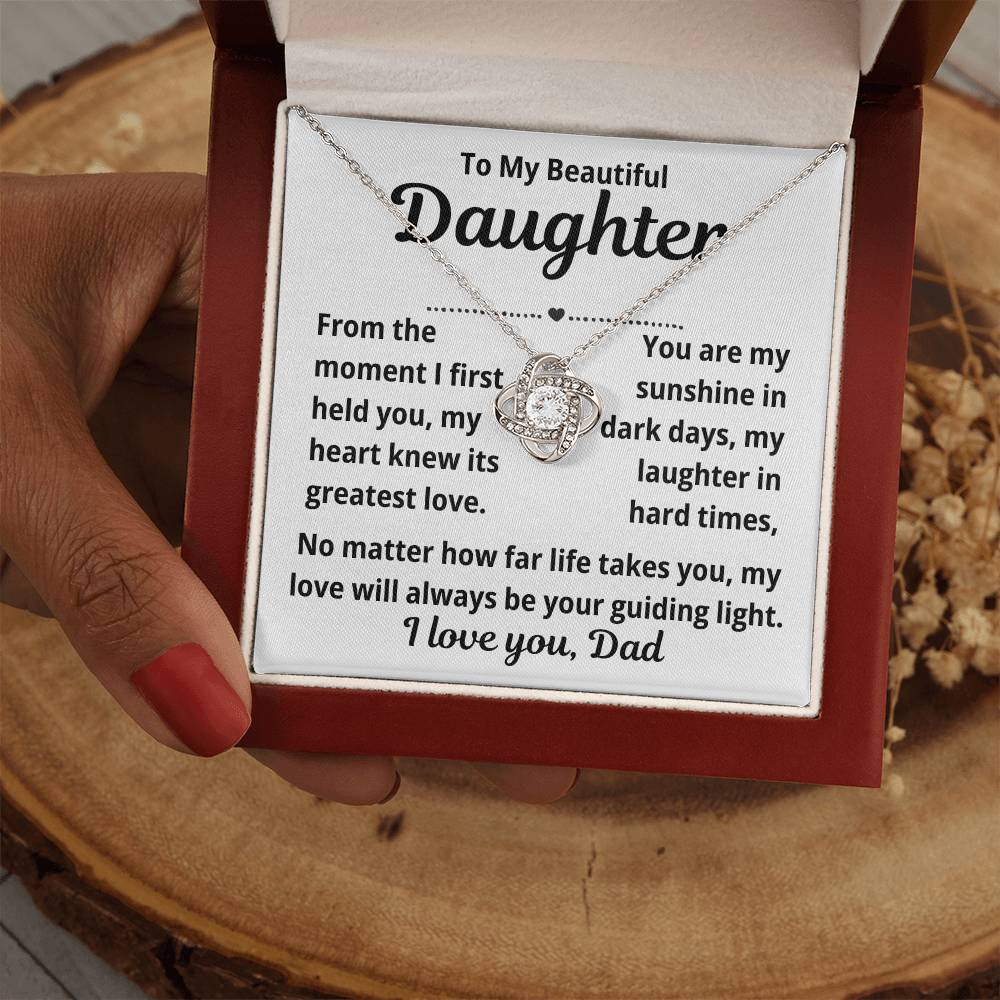 To Daughter from Dad "From The Moment I First Held You.." Love Knot Necklace