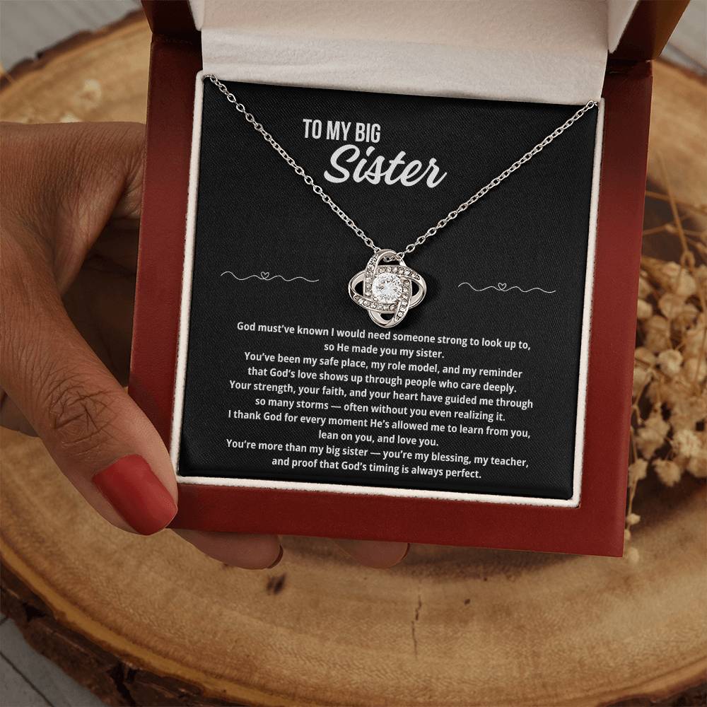 To My Sister "God Must've Known.."  Love Knot Necklace