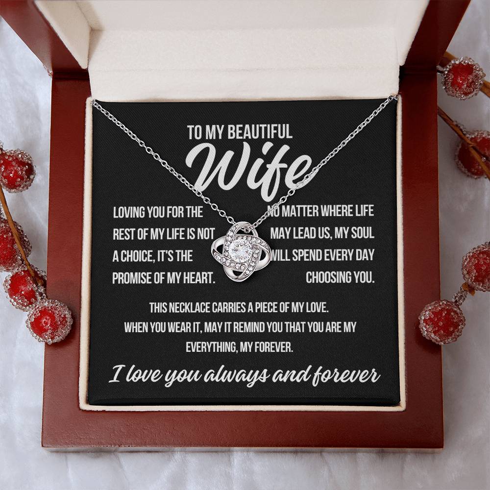 To My Wife "Loving You.. " Love Knot Necklace