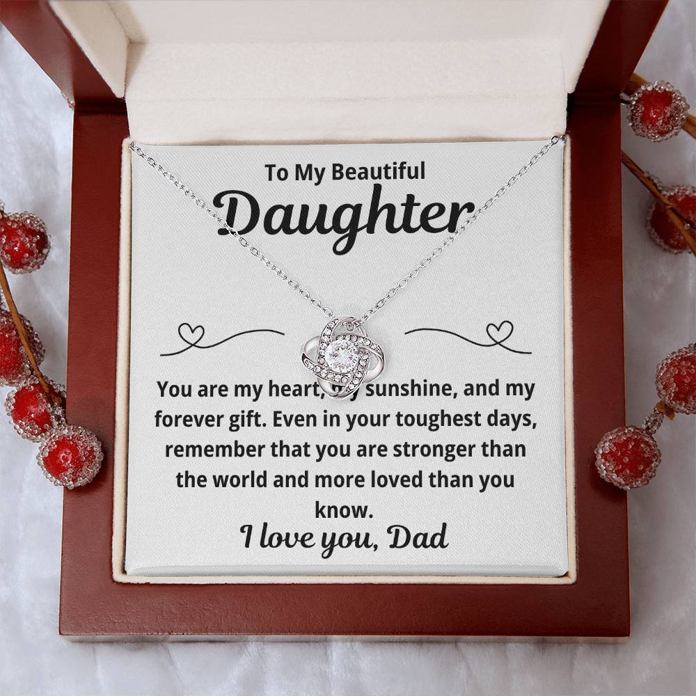 To Daughter from Dad "You Are My Heart.." Love Knot Necklace