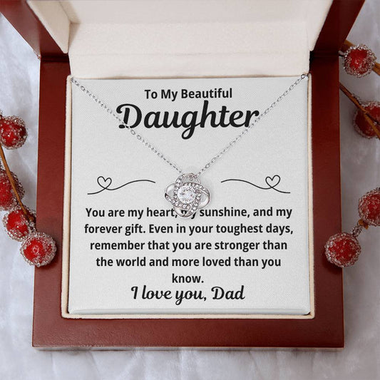 To Daughter from Dad "You Are My Heart.." Love Knot Necklace
