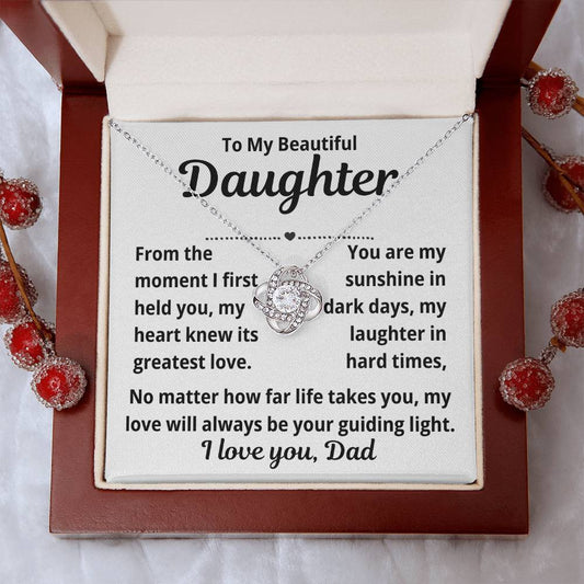 To Daughter from Dad "From The Moment I First Held You.." Love Knot Necklace