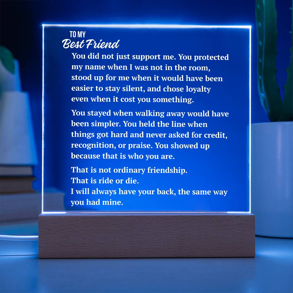 Square Acrylic Plaque | Best Friend Ride or Die Gift