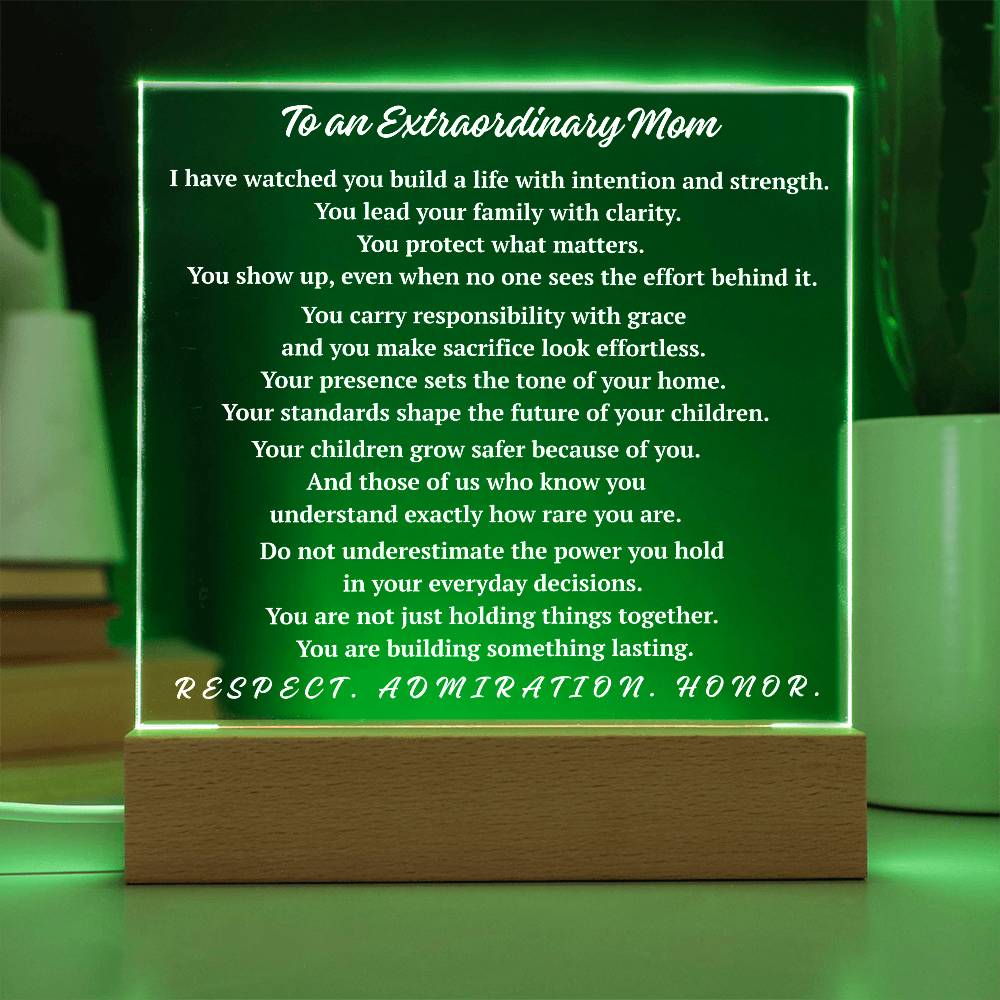 To an Extraordinary Mom Acrylic Plaque | Respect Admiration Honor